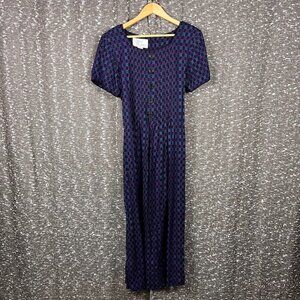 Sarah Elizabeth Blue and Purple Checkered Design Dress